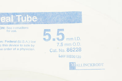 Mallinckrodt 86228 Uncuffed Tracheal Tube 5.5mm ID x 7.5mm OD
